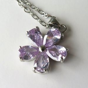 Flower Cute Lilac Swarovski Crystals Necklace
